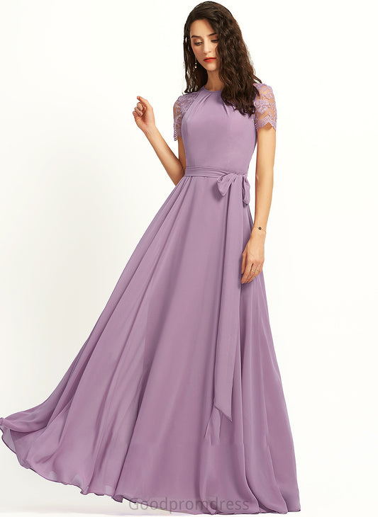 A-Line ScoopNeck Length Straps Lace Fabric Silhouette Neckline Floor-Length Jazmine A-Line/Princess Natural Waist Bridesmaid Dresses