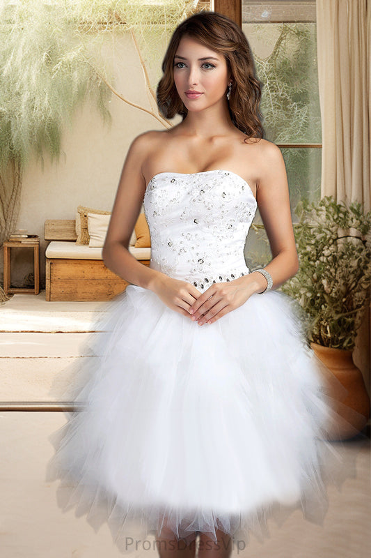 Alina A-line Sweetheart Knee-Length Satin Tulle Homecoming Dress With Beading Cascading Ruffles Appliques Lace Sequins HLP0020598