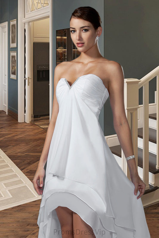 Kaylyn A-line Sweetheart Asymmetrical Chiffon Homecoming Dress With Beading Ruffle HLP0020600