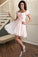 Sienna A-line Square Short/Mini Chiffon Satin Homecoming Dress With Beading Bow Ruffle HLP0020597