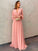 Deanna A-Line/Princess Chiffon Ruffles V-neck Long Sleeves Sweep/Brush Train Mother of the Bride Dresses HLP0020407