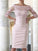 Nyasia Sheath/Column Satin Applique Scoop 3/4 Sleeves Knee-Length Mother of the Bride Dresses HLP0020414