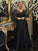 Dana A-Line/Princess Satin Lace V-neck Long Sleeves Sweep/Brush Train Mother of the Bride Dresses HLP0020439