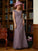 Laci Sheath/Column Chiffon Lace V-neck Short Sleeves Floor-Length Mother of the Bride Dresses HLP0020339