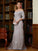 Logan Sheath/Column Lace Applique Off-the-Shoulder 3/4 Sleeves Sweep/Brush Train Mother of the Bride Dresses HLP0020331