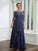 Ashanti A-Line/Princess Chiffon Applique Bateau 3/4 Sleeves Floor-Length Mother of the Bride Dresses HLP0020266