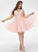 Sequins Tulle A-Line With Short/Mini Beading V-neck Cristal Prom Dresses