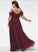 A-Line V-neck Embellishment Silhouette Length SplitFront Floor-Length Ruffle Neckline Fabric Kyra Spaghetti Staps Bridesmaid Dresses