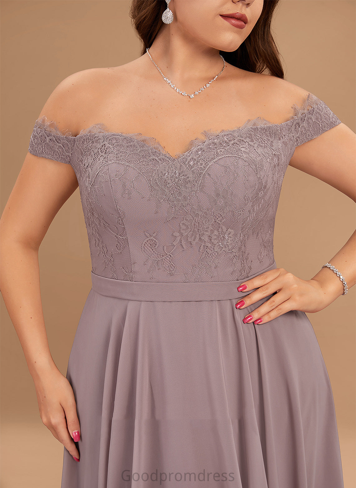 Homecoming Beading Lace With Dress Ellen Homecoming Dresses Tea-Length Chiffon Off-the-Shoulder A-Line