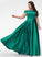 Fabric Length SplitFront Embellishment Straps Satin Pockets Neckline Off-the-Shoulder Floor-Length Judith Trumpet/Mermaid Bridesmaid Dresses