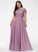 Scoop Floor-Length Pockets With A-Line Neck Liz Chiffon Prom Dresses Lace