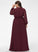 A-Line Length Ruffle Embellishment V-neck Floor-Length Fabric Silhouette Bow(s) SplitFront Neckline Penny Bridesmaid Dresses