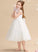 Scoop Flower Girl Dresses Tulle/Lace Neck Girl Sleeveless - With A-Line Tea-length Juliette Dress Beading/Flower(s) Flower
