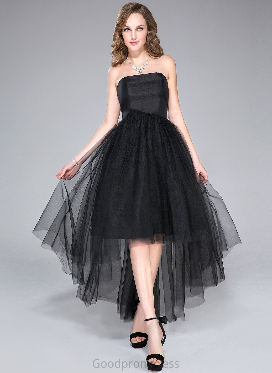 Strapless Kamryn Ruffle Asymmetrical Dress Homecoming With Taffeta Tulle A-Line Homecoming Dresses