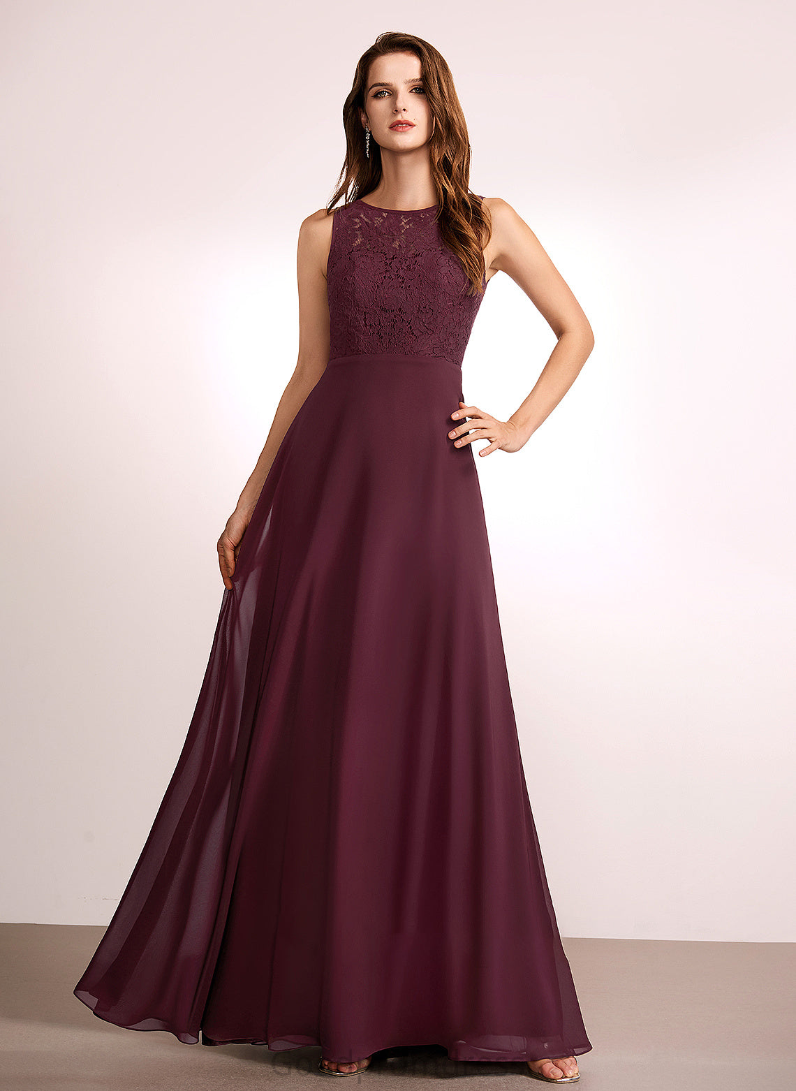 Floor-Length Silhouette A-Line Straps Fabric RegularStraps Length Lace Sleeve Jordyn Floor Length Sleeveless Bridesmaid Dresses