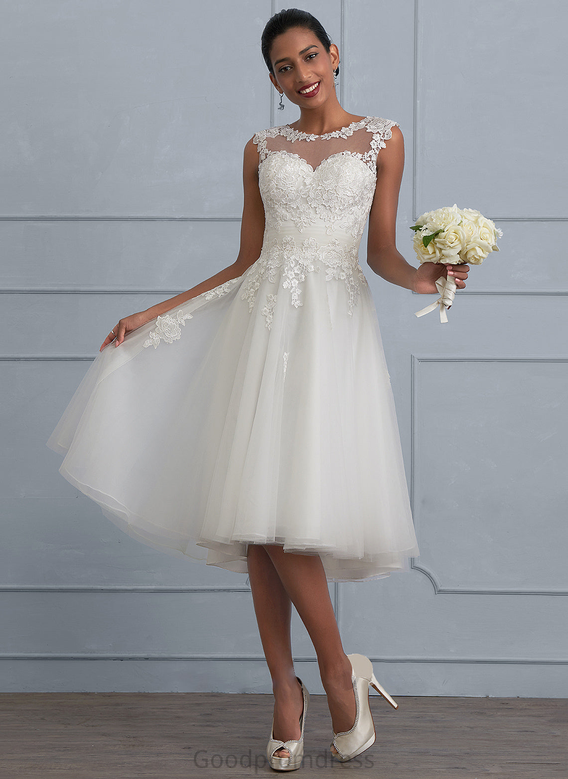 Tulle Willa Dress With Asymmetrical Illusion Ruffle Wedding Dresses A-Line Wedding