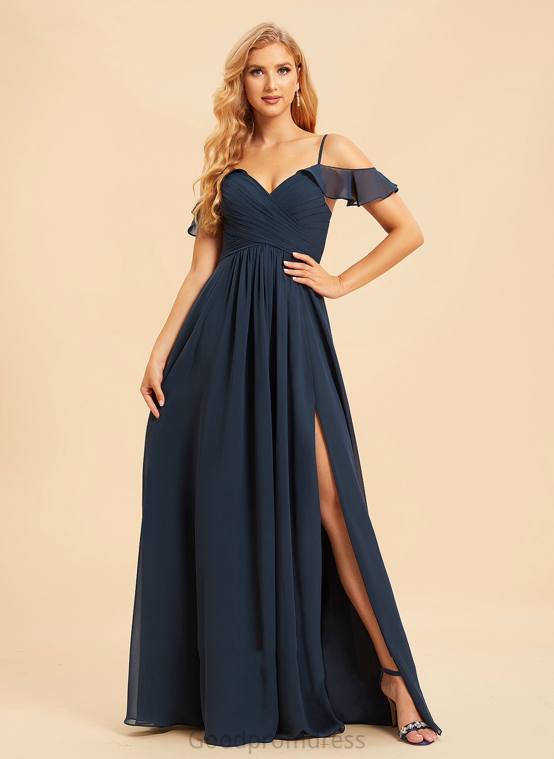 SplitFront Embellishment V-neck Silhouette Length Neckline Fabric Floor-Length A-Line Marisa Scoop Sleeveless Bridesmaid Dresses