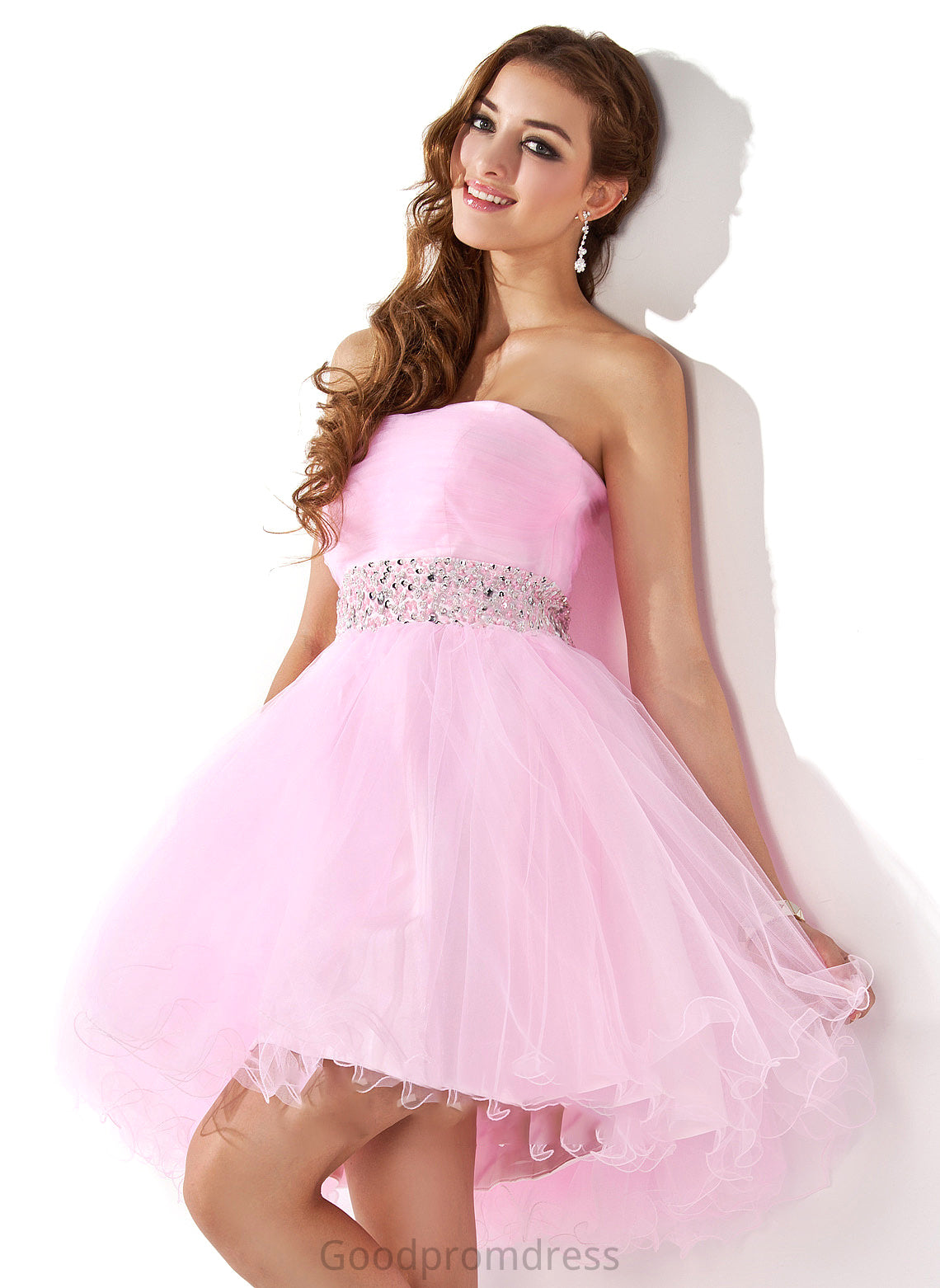 A-Line/Princess Sweetheart Prom Dresses Short/Mini Dominique Tulle Beading With Sequins
