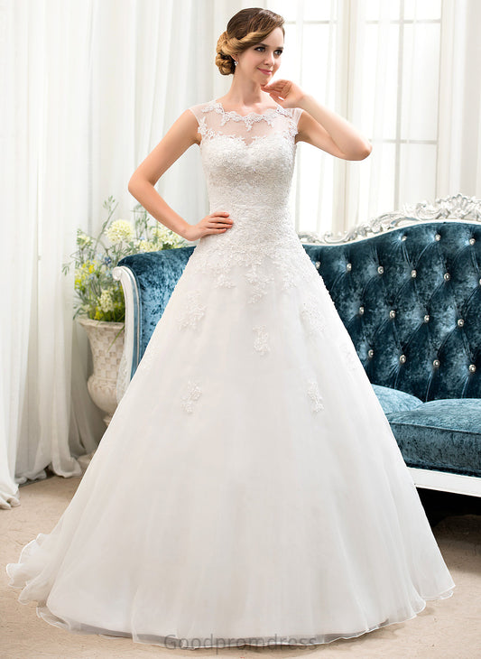 Beading Train Ball-Gown/Princess Amiah Wedding Dresses Organza With Tulle Wedding Sweep Illusion Sequins Dress