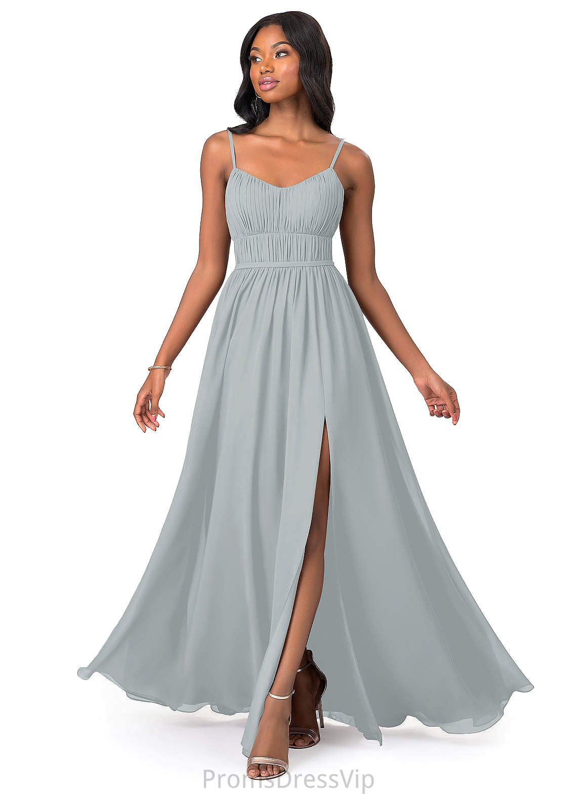 Juliet Spaghetti Staps Natural Waist Sleeveless Floor Length A-Line/Princess Bridesmaid Dresses