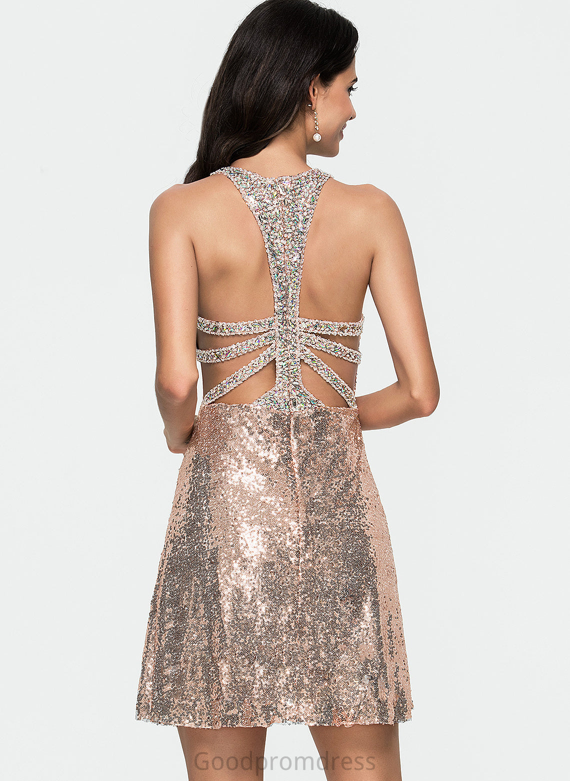 Sequins Homecoming Dresses Homecoming Neck Scoop A-Line Dress Short/Mini With Sequined Clara