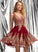 Prom Dresses Short/Mini Appliques With Alexandra Tulle A-Line Lace V-neck