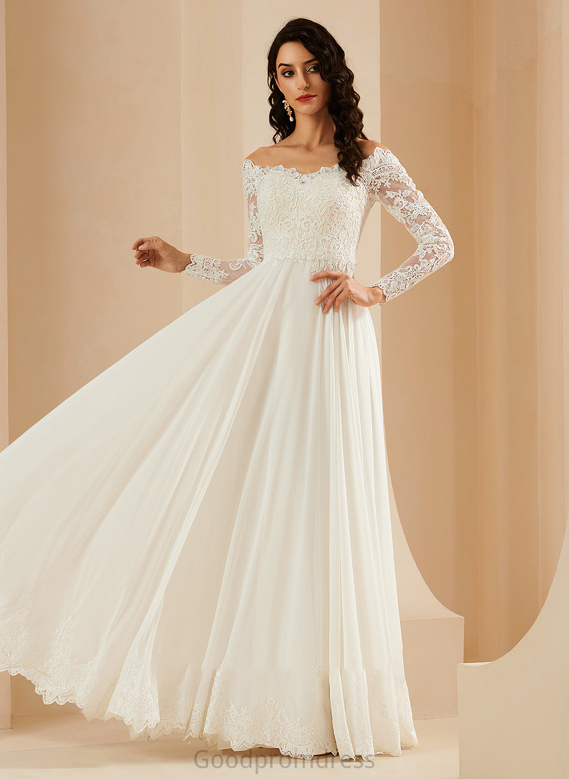 Dress A-Line Sweep With Wedding Dresses Off-the-Shoulder Train Vivian Lace Wedding
