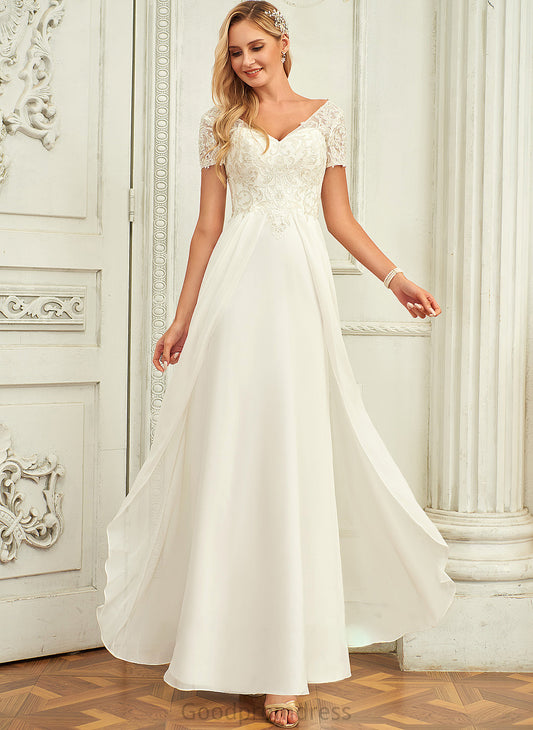 A-Line Lace Dress Floor-Length Chiffon Wedding Dresses Lace V-neck Ayana Wedding With