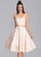With Satin A-Line Dress Homecoming Kaitlynn Sweetheart Homecoming Dresses Lace Knee-Length