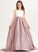 Train Rylie Sweep Pockets Bow(s) Ball-Gown/Princess Scoop Satin Junior Bridesmaid Dresses Neck With