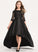 Ruffle A-Line Asymmetrical Lace Neck Scoop Ruth Junior Bridesmaid Dresses With Satin