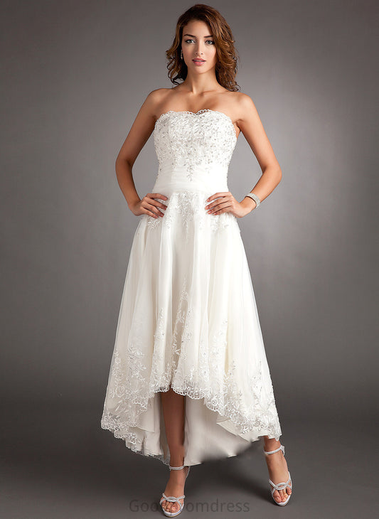 A-Line Wedding With Beading Asymmetrical Melissa Dress Sweetheart Tulle Lace Wedding Dresses