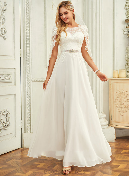 Dress With A-Line Lace Chiffon Sequins Wedding Dresses Scoop Floor-Length Wedding Neck Linda