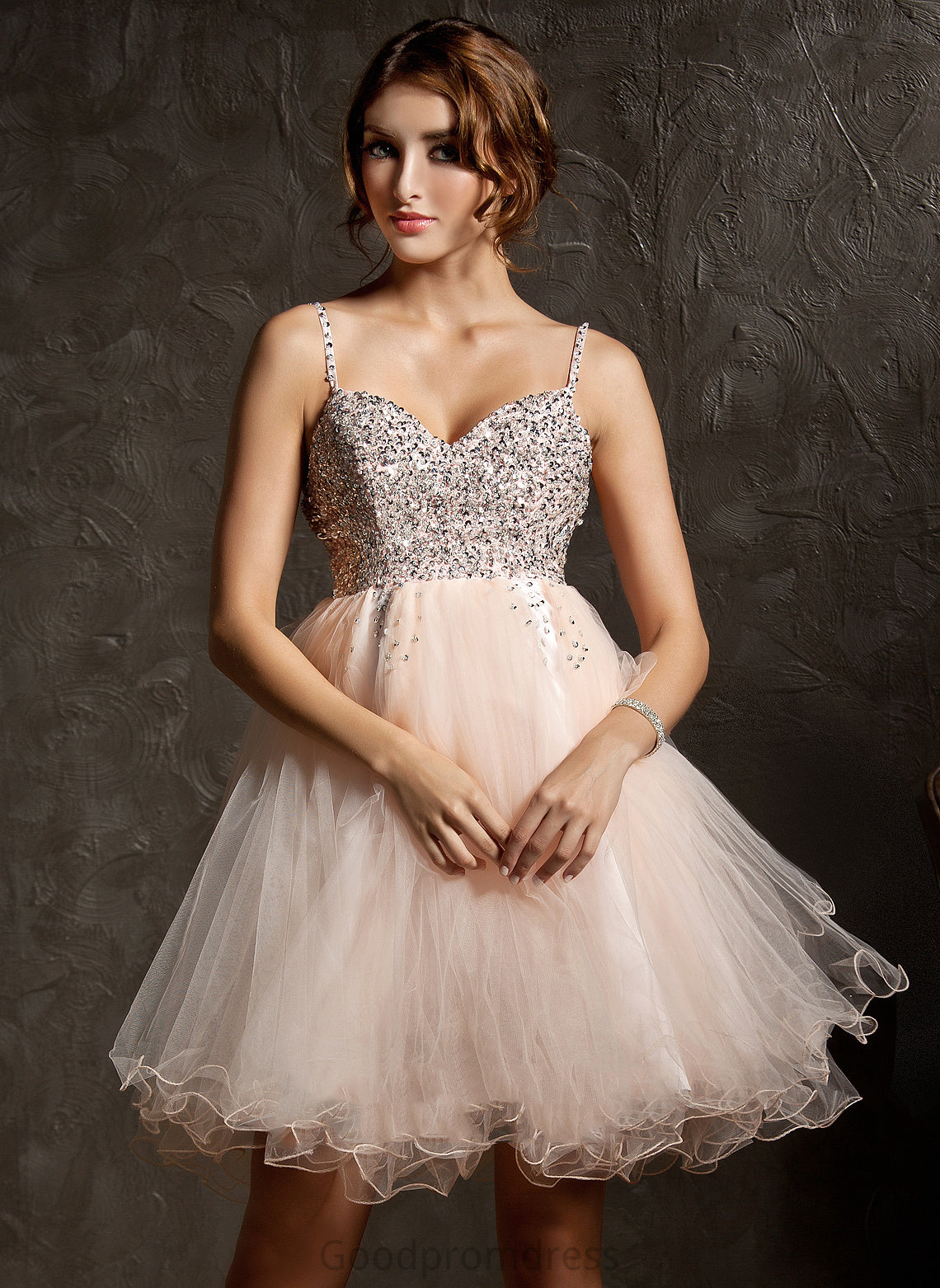 Sequins Tulle Beading Sweetheart Dress A-Line Homecoming Dresses Marlene Homecoming Knee-Length With