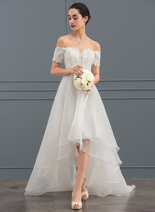 A-Line Wedding Dresses Logan With Sequins Asymmetrical Wedding Dress Organza