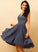 Homecoming Dresses Beading V-neck Homecoming With A-Line Lace Chiffon Dress Lexi Knee-Length