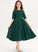 With Abigail A-Line Chiffon Neck Junior Bridesmaid Dresses Scoop Tea-Length Lace Pleated
