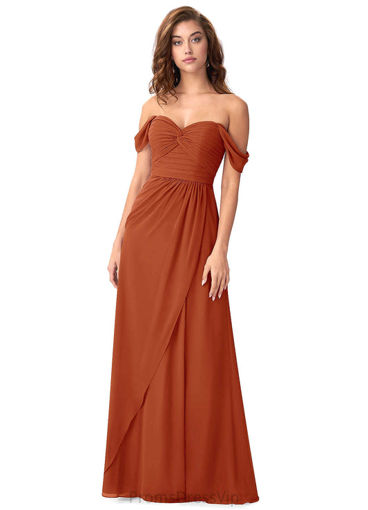 Xiomara Sleeveless Natural Waist V-Neck A-Line/Princess Floor Length Bridesmaid Dresses