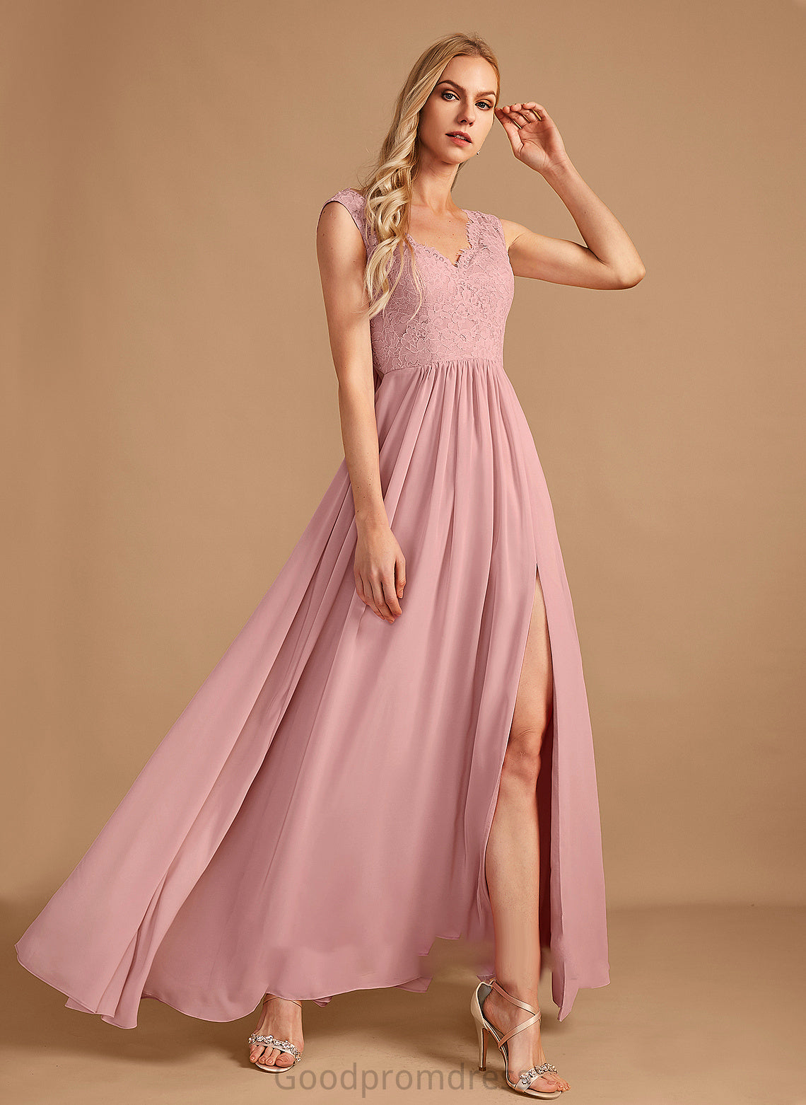Silhouette Fabric Floor-Length Length V-neck A-Line Neckline Embellishment Pockets SplitFront Clarissa Floor Length Bridesmaid Dresses