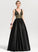 Sequins Ball-Gown/Princess Beading Satin V-neck Prom Dresses Ciara Floor-Length With