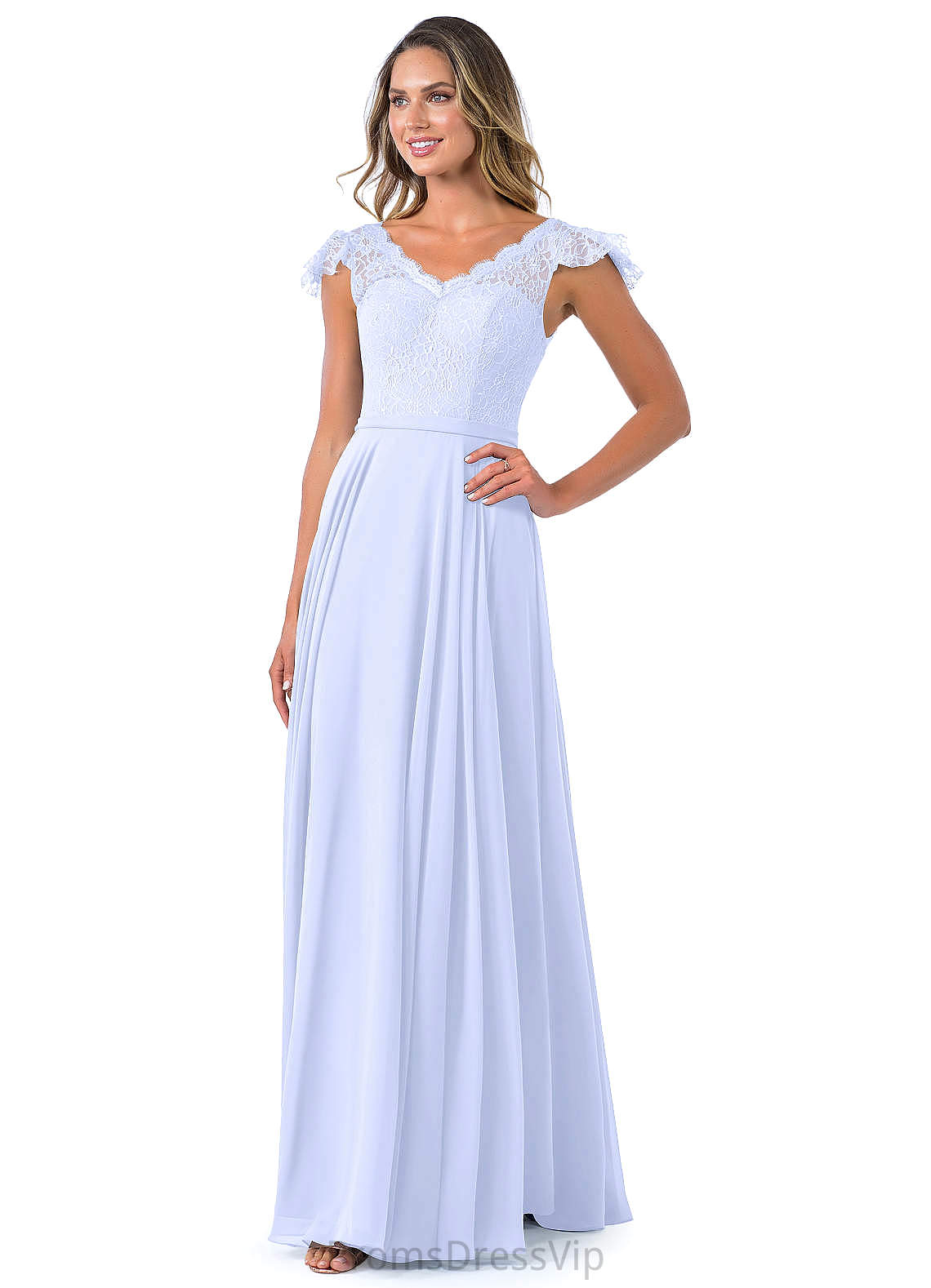 Stacy Scoop A-Line/Princess Knee Length Natural Waist Short Sleeves Bridesmaid Dresses