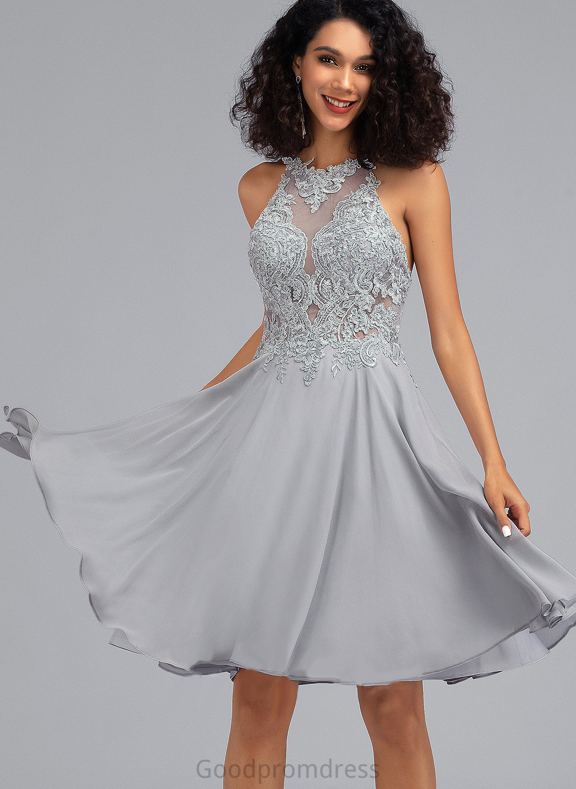 Chiffon Knee-Length Jocelynn Homecoming Dresses Scoop Sequins A-Line Neck With Homecoming Dress