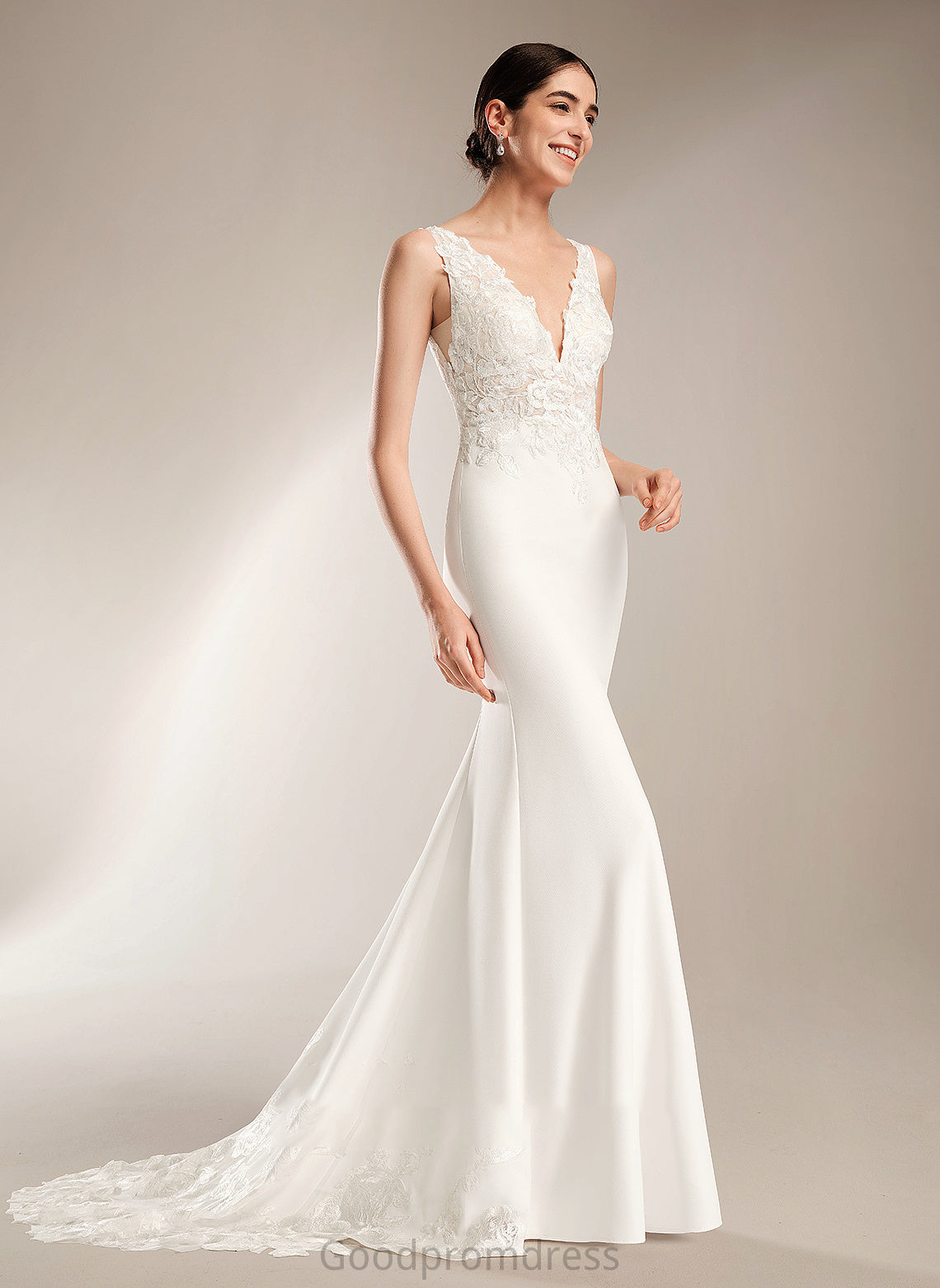 Wedding Court Jaycee Train With Wedding Dresses Sheath/Column V-neck Dress Sequins