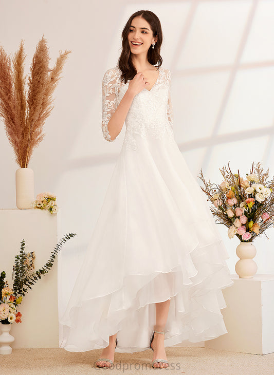 Asymmetrical Beading Dress Sequins Wedding Dresses A-Line V-neck With Jaslyn Wedding