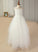 A-Line Scoop With Lace Junior Bridesmaid Dresses Gwendoline Lace Tulle Floor-Length Neck