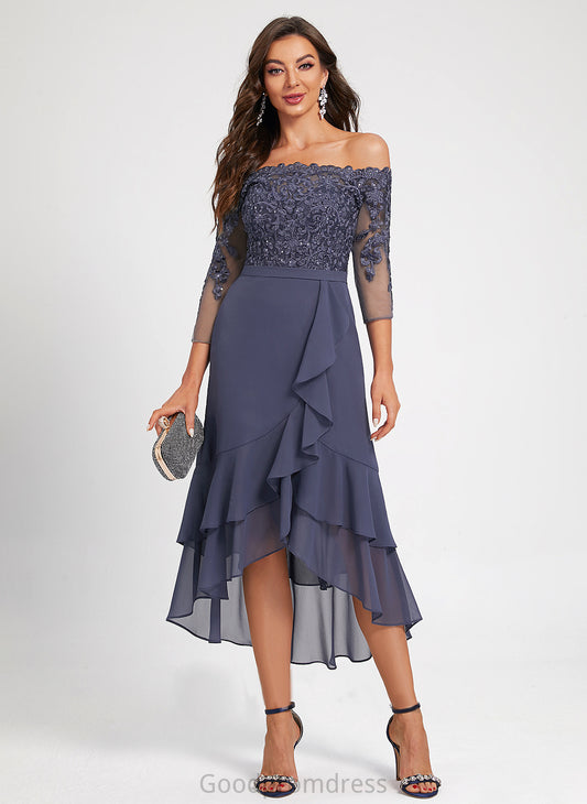 Cocktail Dresses Off-the-Shoulder Trumpet/Mermaid Chiffon Dress Asymmetrical Jaylah With Sequins Cocktail