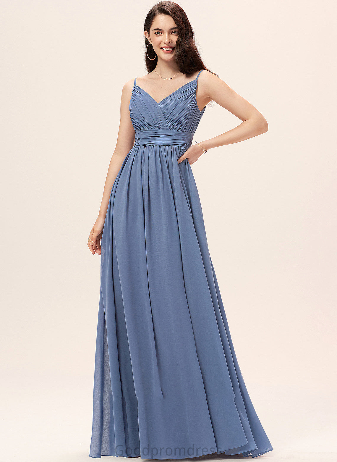Straps Floor-Length Length Silhouette Fabric Neckline A-Line V-neck Kimberly V-Neck Sleeveless A-Line/Princess Bridesmaid Dresses