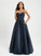 A-Line Averie Lace Floor-Length With Prom Dresses Sequins Satin V-neck