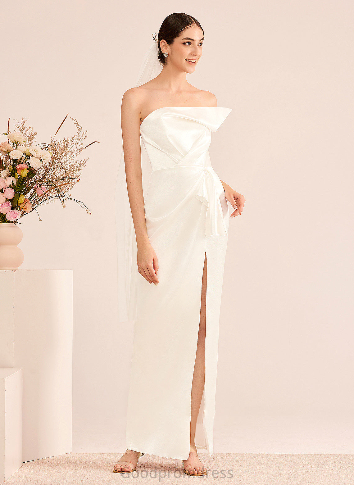 Sweetheart Pamela Sheath/Column Split Ruffle Wedding Dresses Dress With Front Floor-Length Wedding