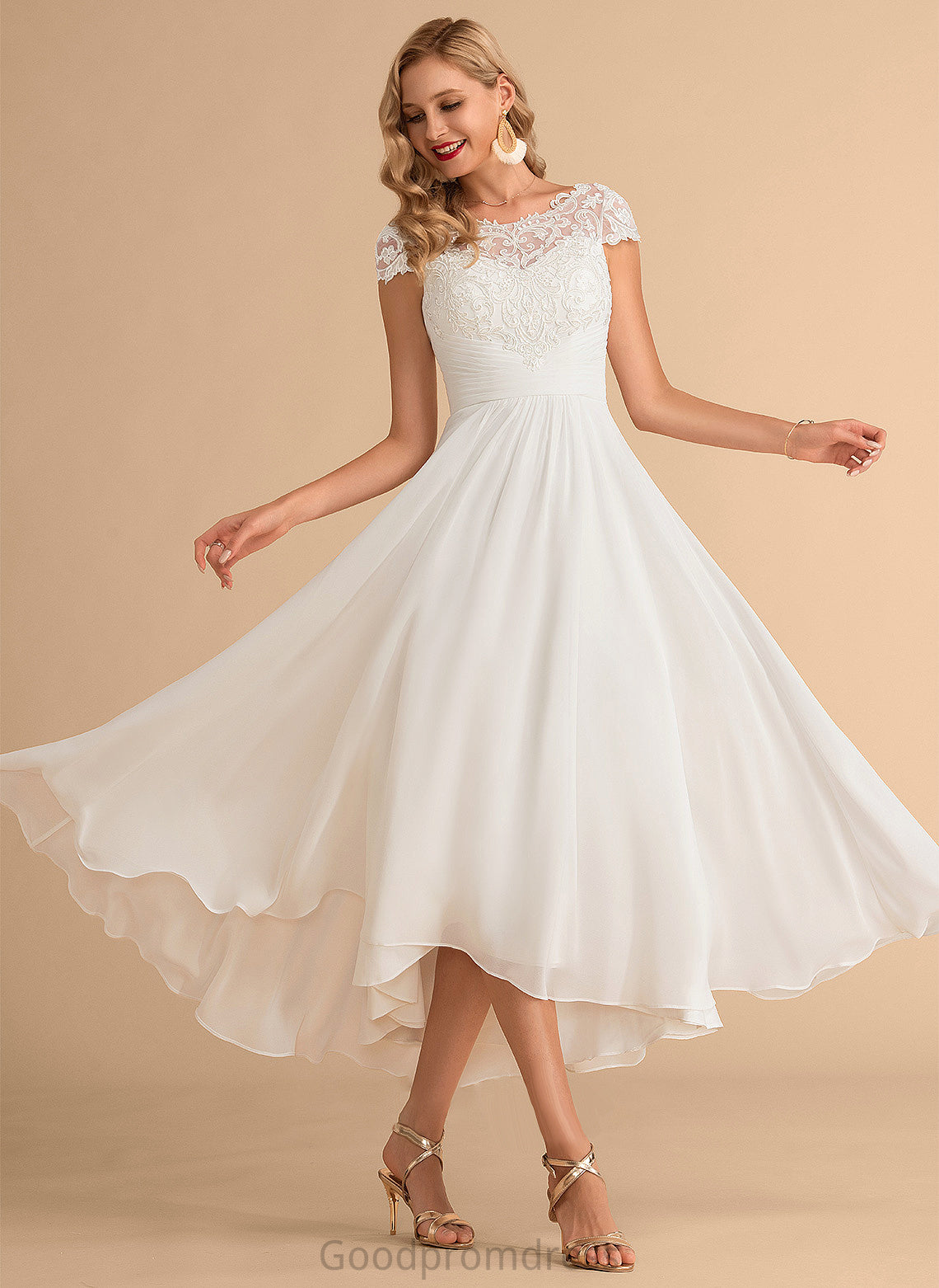 Asymmetrical Philippa A-Line Chiffon Dress Wedding Dresses Neck Wedding Scoop